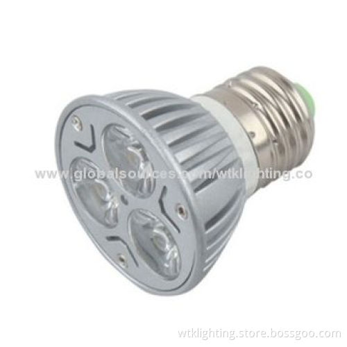 3W LED Spotlight, GU10, E27, MR16, CE and RoHS Certified, Die-cast